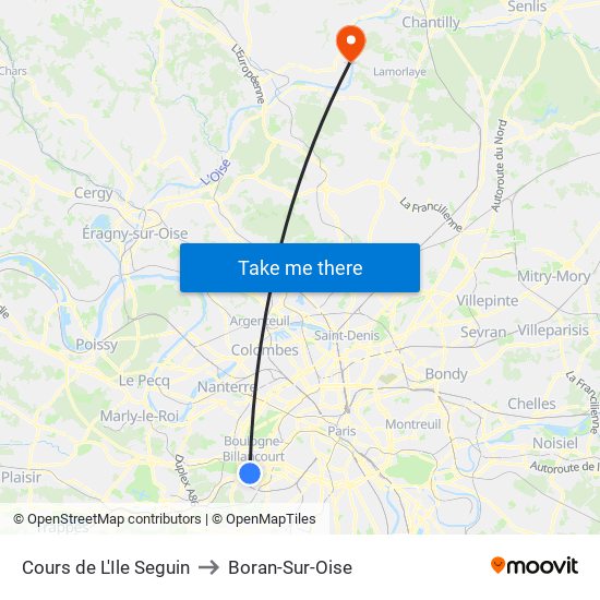 Cours de L'Ile Seguin to Boran-Sur-Oise map