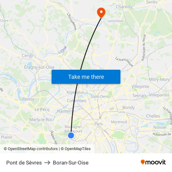 Pont de Sèvres to Boran-Sur-Oise map