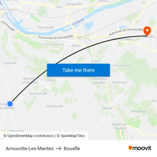 Arnouville-Les-Mantes to Bouafle map