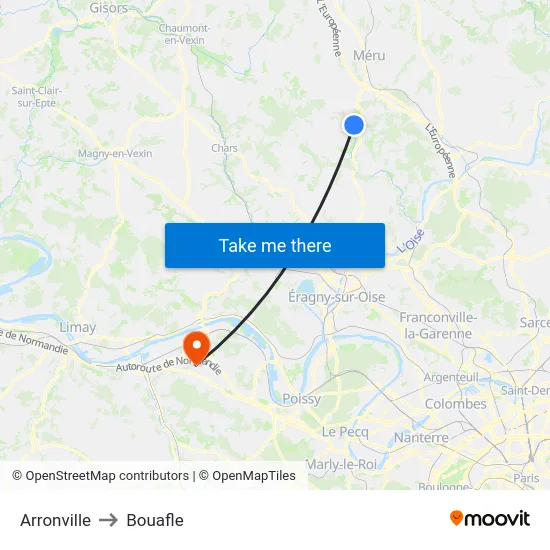 Arronville to Bouafle map