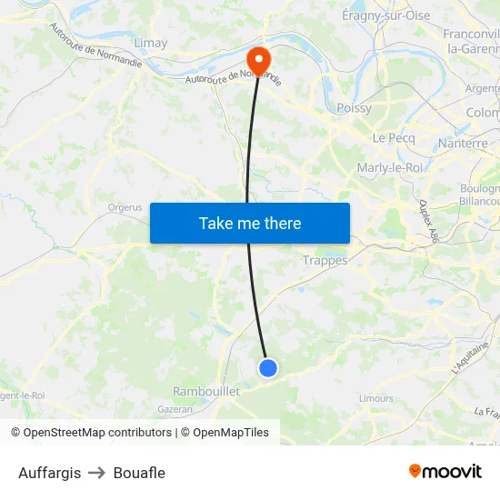Auffargis to Bouafle map