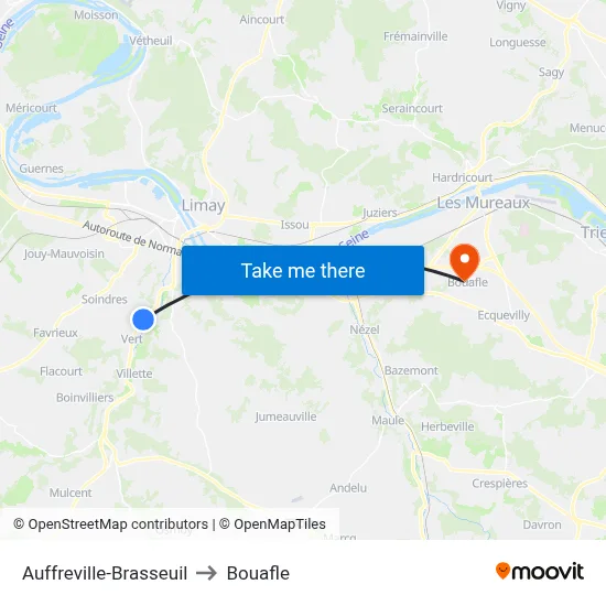 Auffreville-Brasseuil to Bouafle map