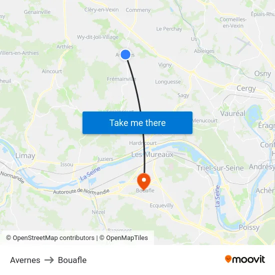 Avernes to Bouafle map