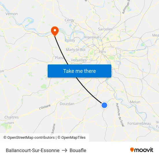 Ballancourt-Sur-Essonne to Bouafle map