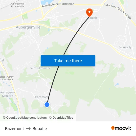 Bazemont to Bouafle map