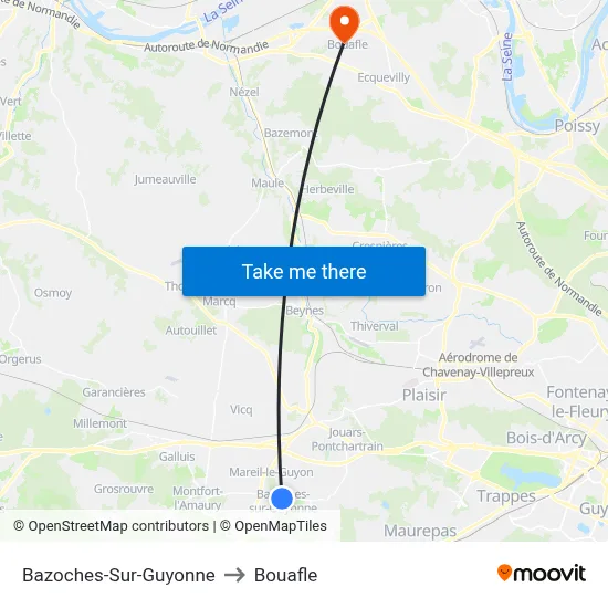 Bazoches-Sur-Guyonne to Bouafle map