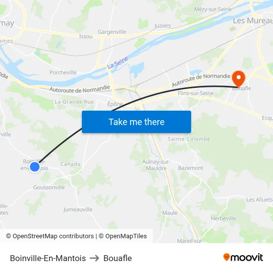 Boinville-En-Mantois to Bouafle map