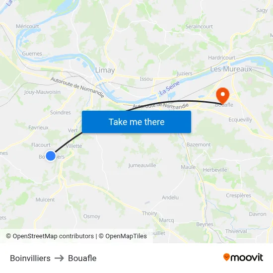 Boinvilliers to Bouafle map