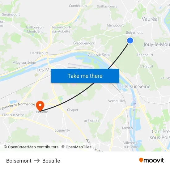 Boisemont to Bouafle map