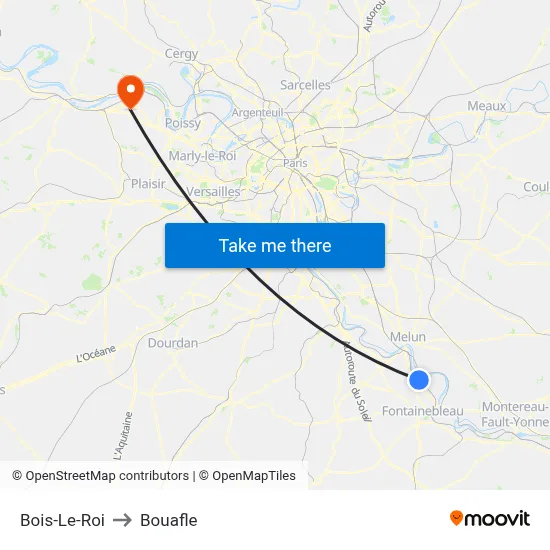 Bois-Le-Roi to Bouafle map