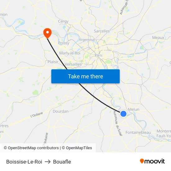Boissise-Le-Roi to Bouafle map