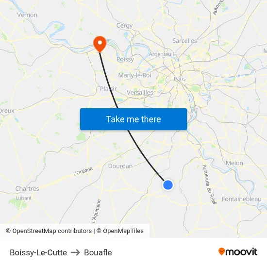 Boissy-Le-Cutte to Bouafle map