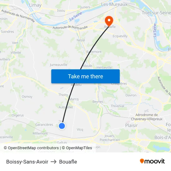 Boissy-Sans-Avoir to Bouafle map