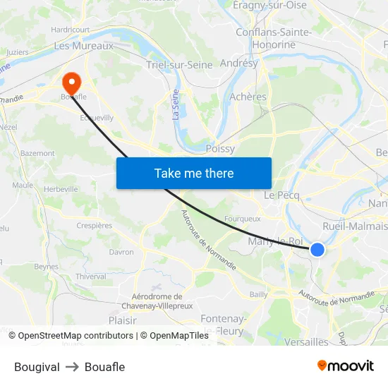Bougival to Bouafle map