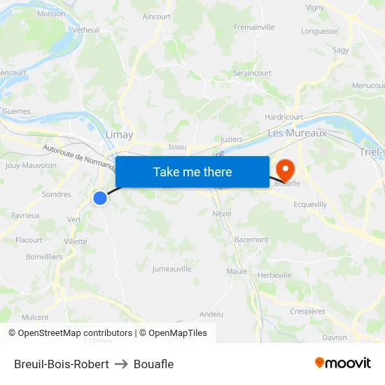 Breuil-Bois-Robert to Bouafle map