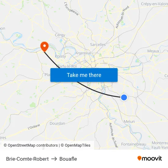 Brie-Comte-Robert to Bouafle map