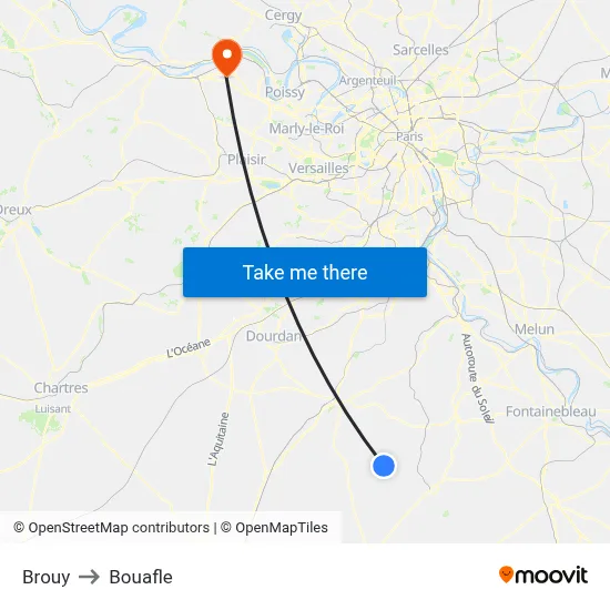 Brouy to Bouafle map