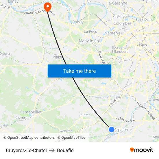 Bruyeres-Le-Chatel to Bouafle map