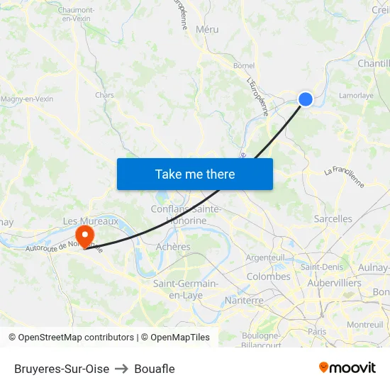 Bruyeres-Sur-Oise to Bouafle map