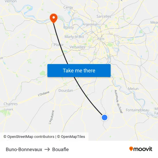 Buno-Bonnevaux to Bouafle map