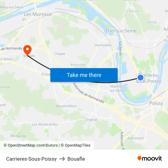 Carrieres-Sous-Poissy to Bouafle map