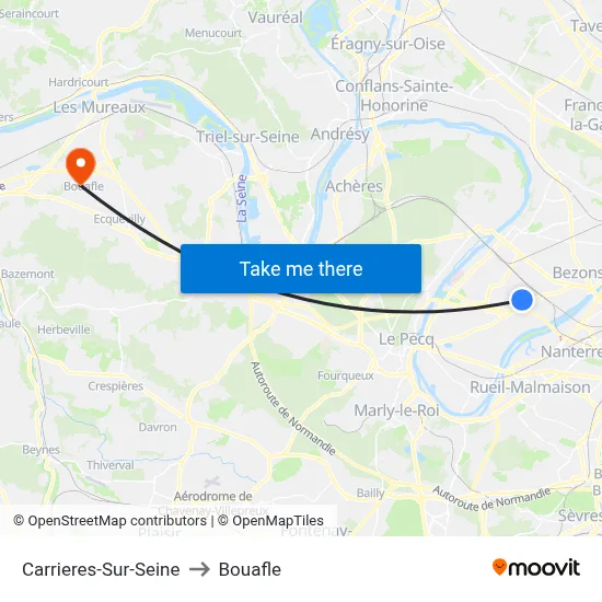 Carrieres-Sur-Seine to Bouafle map