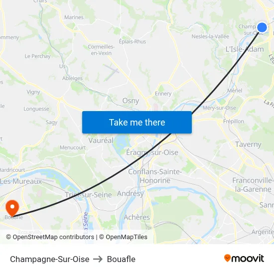 Champagne-Sur-Oise to Bouafle map