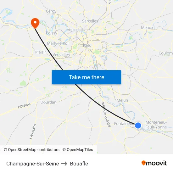 Champagne-Sur-Seine to Bouafle map