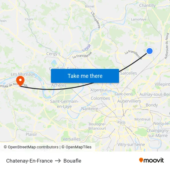 Chatenay-En-France to Bouafle map
