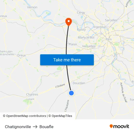 Chatignonville to Bouafle map