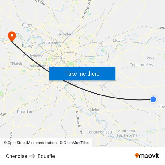 Chenoise to Bouafle map