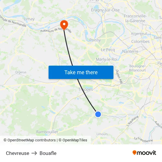 Chevreuse to Bouafle map