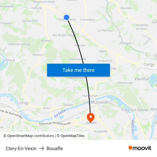Clery-En-Vexin to Bouafle map