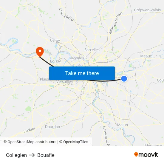Collegien to Bouafle map