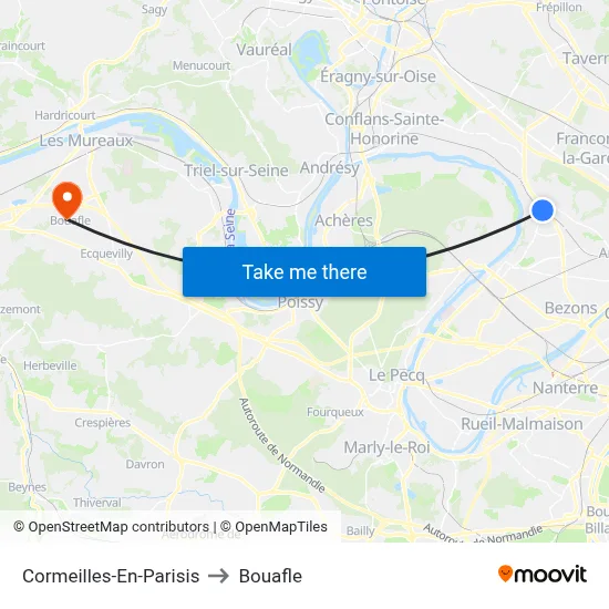 Cormeilles-En-Parisis to Bouafle map