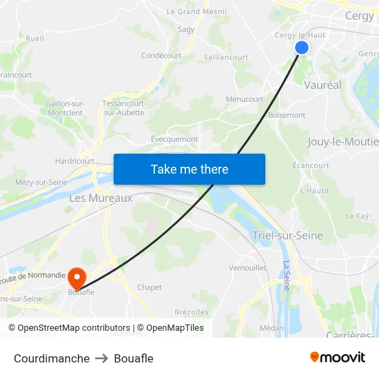 Courdimanche to Bouafle map