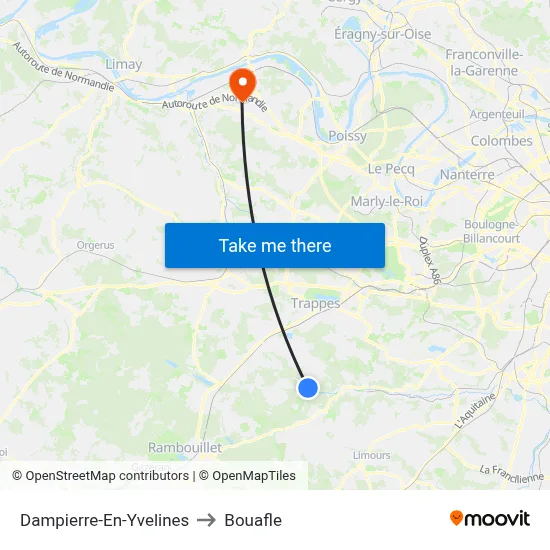 Dampierre-En-Yvelines to Bouafle map