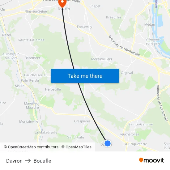 Davron to Bouafle map