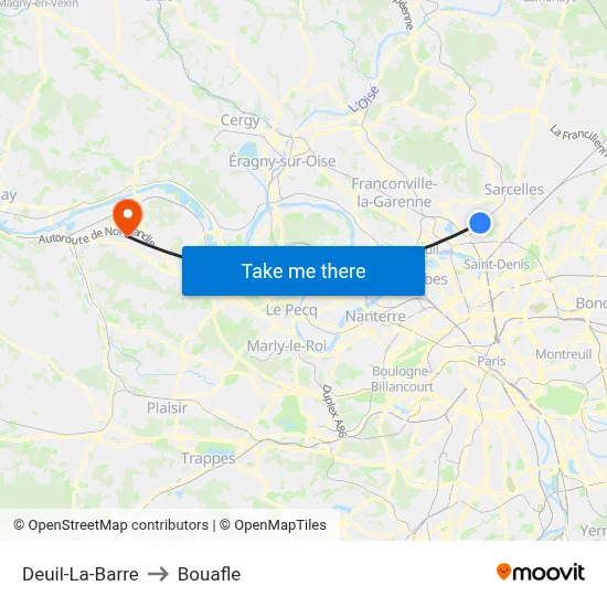 Deuil-La-Barre to Bouafle map
