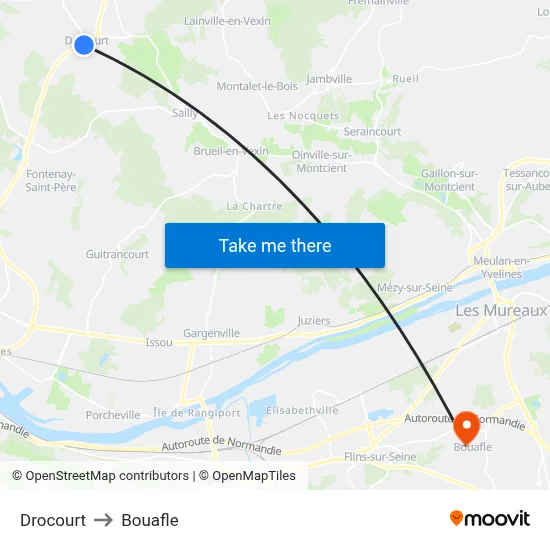 Drocourt to Bouafle map