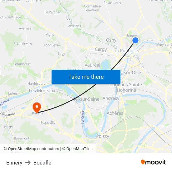 Ennery to Bouafle map