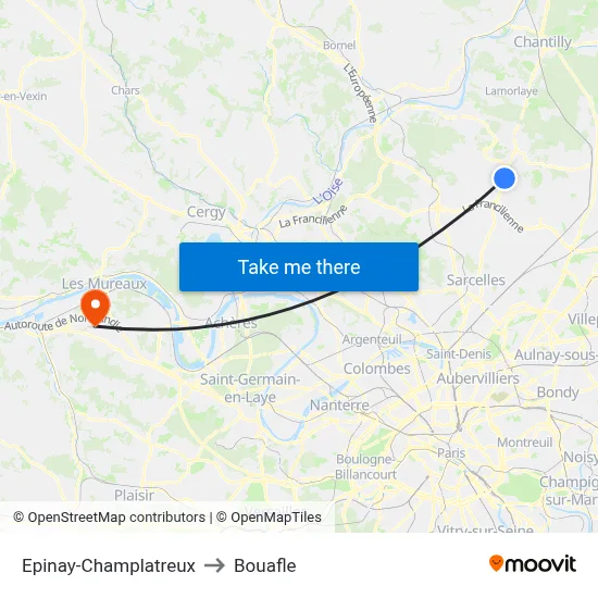 Epinay-Champlatreux to Bouafle map