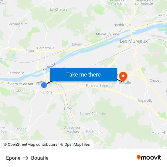 Epone to Bouafle map