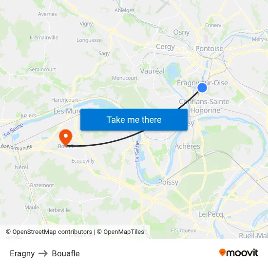 Eragny to Bouafle map