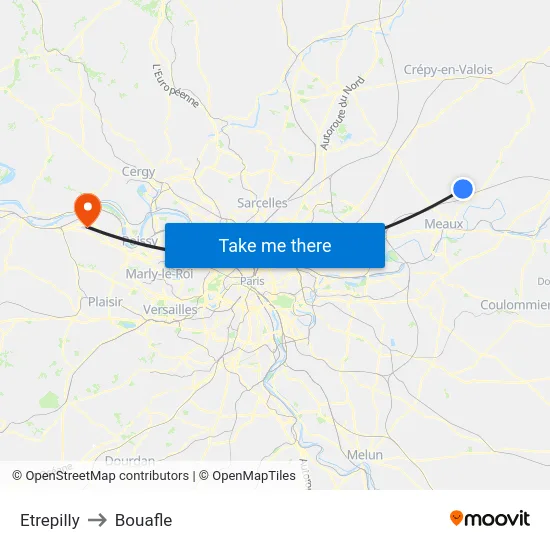 Etrepilly to Bouafle map