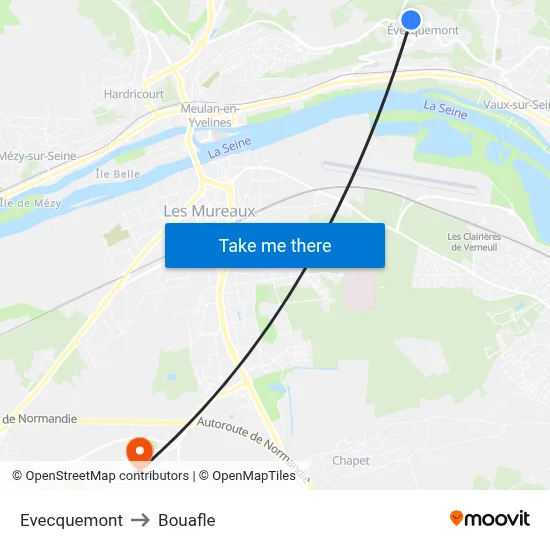 Evecquemont to Bouafle map