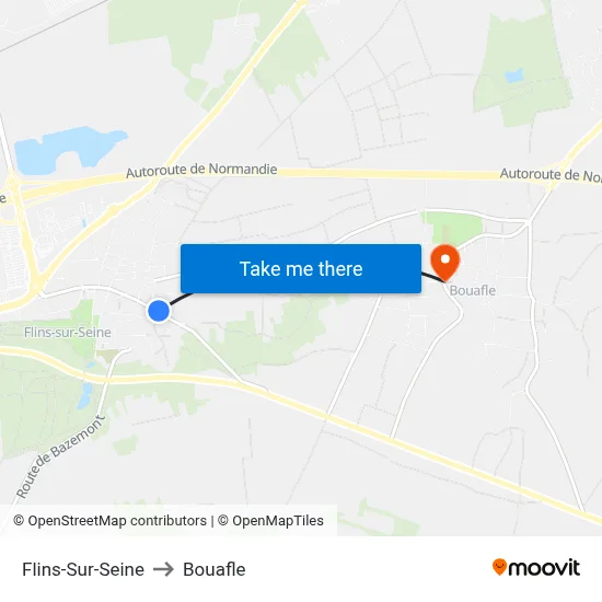 Flins-Sur-Seine to Bouafle map