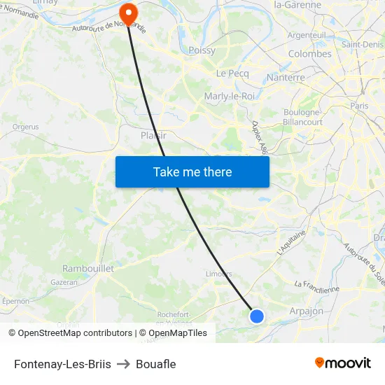 Fontenay-Les-Briis to Bouafle map