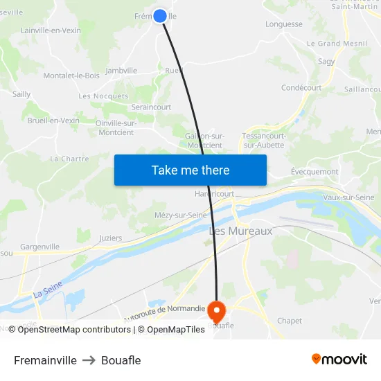 Fremainville to Bouafle map