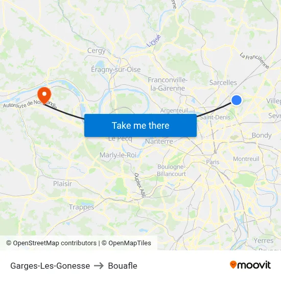 Garges-Les-Gonesse to Bouafle map
